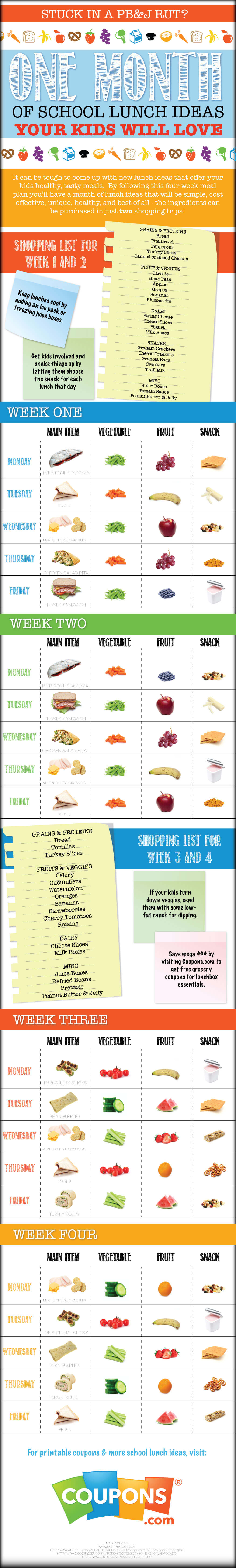 One Month of Easy School Lunch Ideas